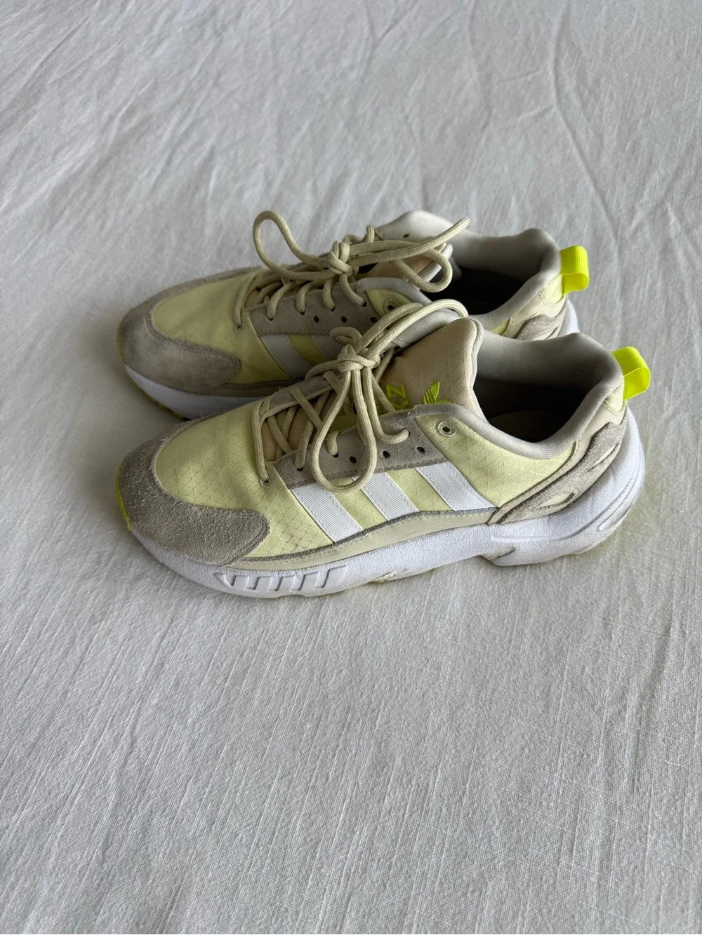 ADIDAS Yellow & White Athletic Sneakers